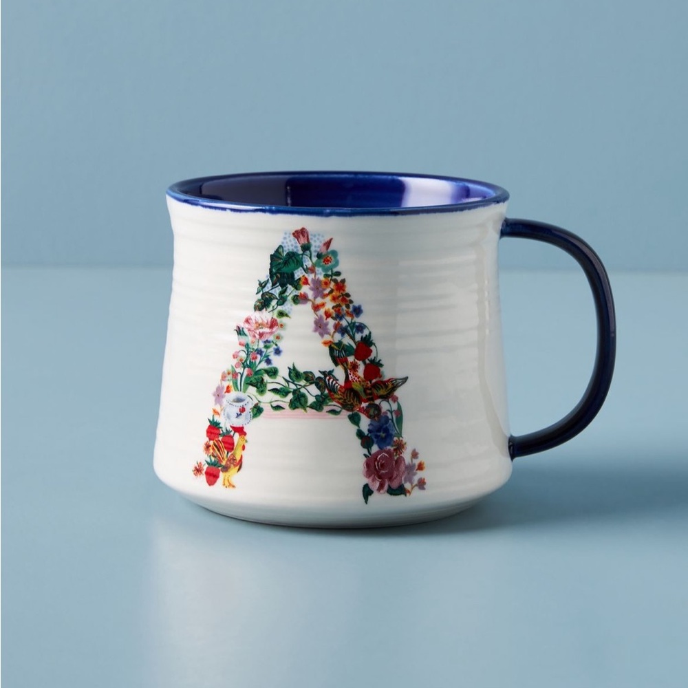 Anthropologie Nathalie Lete Bouquet Monogram Mug | AnthroLiving Letter A